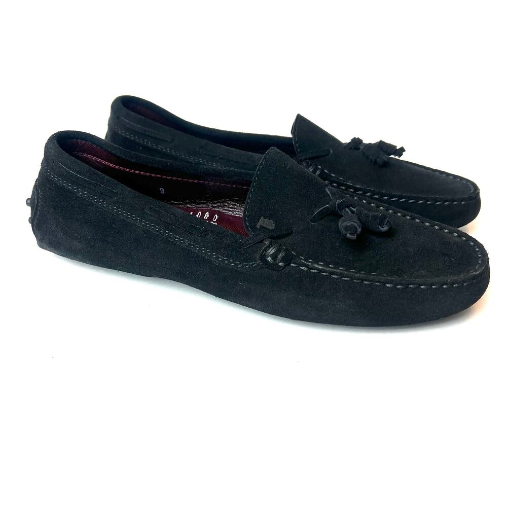 Tod's Black Suede Tassel Driving Loafers Italian Style Luxury Heritage Size 9